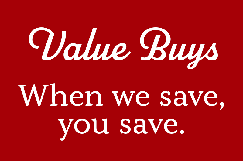 ValueBuys_1125 | Suburban Lawn & Garden Red Value Buy promotional sign with white script text